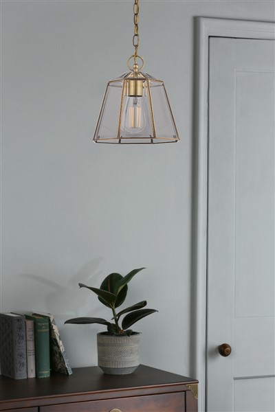 (image for) Laura Ashley Clayton Pendant Antique Brass Glass